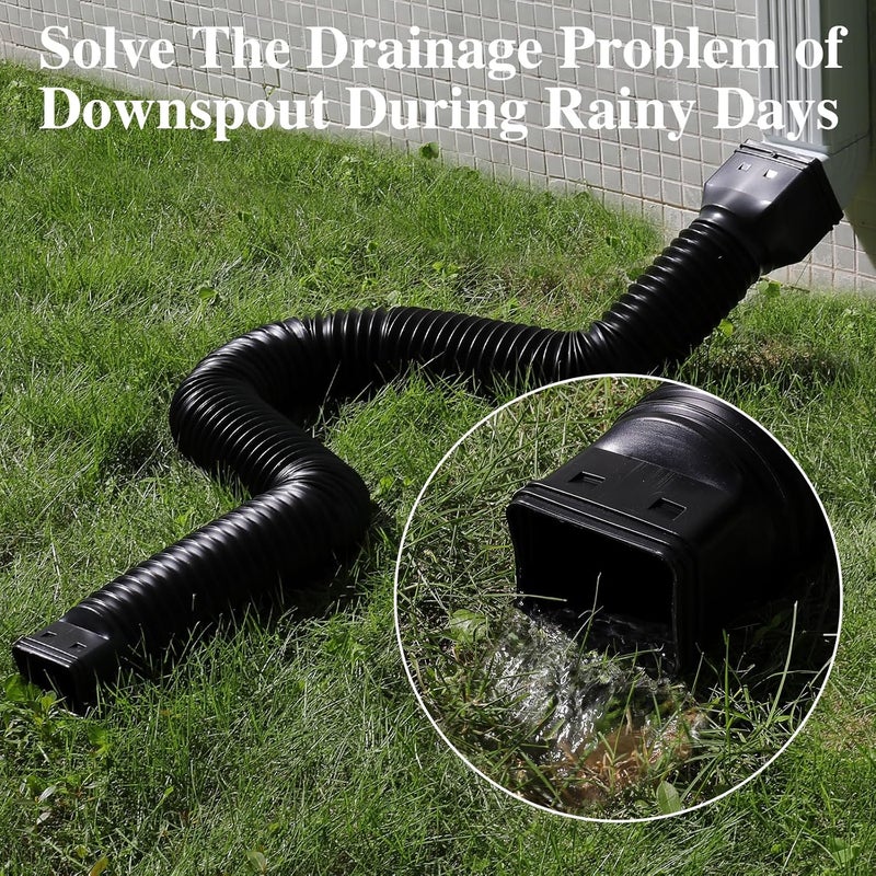 Gutterlix Flexible Gutter Downspout Extensions, Connectable Downspout Extender with 58"+ 67" Extendable Pipe, Thickened Down spout Drain Extension for Rainwater Drainage(2 Pack, Black) - Image 5